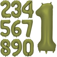 Ballon chiffre olive vert de 86 cm - PartyDeco - 1 unité