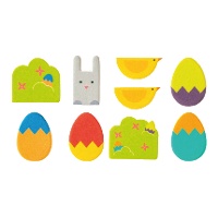 Set de 9 figurines en sucre modernes 2D pour Pâques