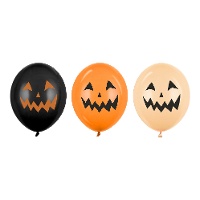 Ballons en latex pour Halloween avec des citrouilles en nuances d'orange de 30 cm - 50 unités