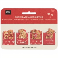 Marque-pages magnétiques Ours amoureux - lot de 4