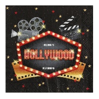Serviettes de cinéma Hollywood 16,5 x 16,5 cm - 20 unités