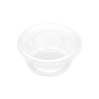 Saucière en plastique transparent de 100 ml avec couvercle - 8 unités