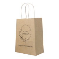 Sac de Ma Première Communion Floral Kraft de 21 x 15 x 8 cm
