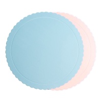 Base pour gâteau de 30 x 30 x 0,3 cm bleu et fuchsia - 1 unité