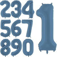Ballon chiffre bleu marine de 86 cm - PartyDeco - 1 unité