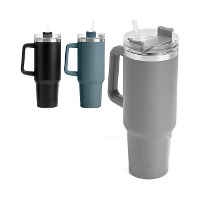 Gobelet thermique de 1,2 L avec anse et paille en couleurs sombres - 1 unité