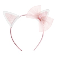 Bandeau chat blanc avec noeud