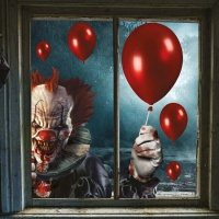 Décoration pour fenêtre de clown assassin de 30 x 40 cm - 2 feuilles