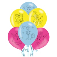 Ballons en latex Bob l'éponge de 27 cm - 6 unités