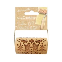 Mini rouleau à pâtisserie en bois avec motif de bonhomme de neige - ScrapCooking - 1 unité