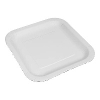 Assiettes de 23 cm en carton blanc carrées - 10 unités