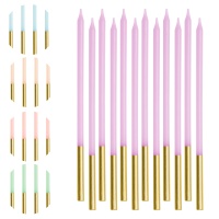 Bougies en couleurs pastel de 14 cm - 12 unités
