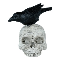Crâne avec corbeau de 14 x 9 cm