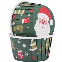 Cápsules pour cupcakes de 5 cm avec motif d'arbre de Noël - 50 unités