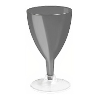 Coupe de 170 ml en plastique noir avec pied transparent pour vin - 3 unités