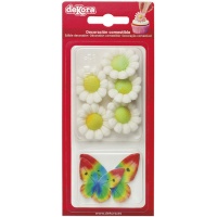 Figures en sucre de fleurs et de papiers de riz de papillons - Dekora - 9 unités