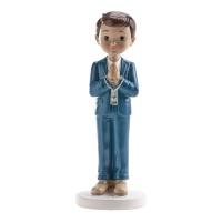 Figurine pour gâteau de Ma Première Communion - garçon avec rosario de 16 cm