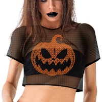 T-shirt à motif de citrouille en résille