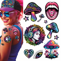 Tatouages temporaires psychédéliques - champignons