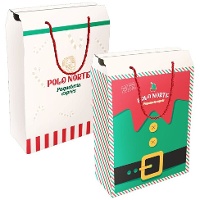 Boîte cadeau de 35 x 24 x 11 cm de lutin de Noël avec poignées - 1 unité