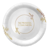 Assiette de Ma Première Communion Blé de 18 cm - 8 unités