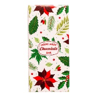 Boîte pour tablette de chocolat avec motif floral de Noël, 16 x 7,5 x 2,5 cm - 5 unités