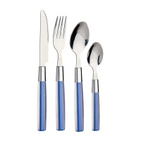 Couverts en acier inoxydable manche bleu foncé - 16 unités