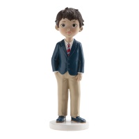 Figurine pour Ma première communion, garçon à la cravate rouge, 16 cm.