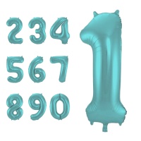 Ballon chiffre vert turquoise de 86 cm - Folat - 1 unité