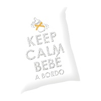 Coussin blanc BÉBÉ À BORD avec noeud orange