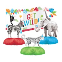 Centre de table d'animaux sauvages amusants - 4 unités