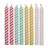 Bougies à rayures multicolores de 5,9 cm - PME - 24 unités