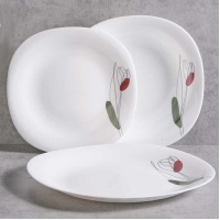 Vaisselle carrée tulipe - 18 pièces