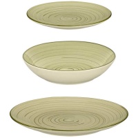 Vaisselle spirale vert olive - 12 pièces