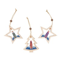 Pendentif de Roi Mage avec silhouette en bois - 1 unité