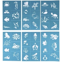 Pochoirs pour maquillage « vie marine » - lot de 6