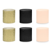 Papier crépon en tons élégants de 10 m - 6 unités