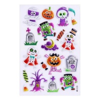 Autocollants d'Halloween créatures en relief - 1 feuille