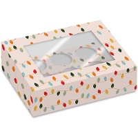 Boîte pour 6 cupcakes Lumières de Noël - 2 unités