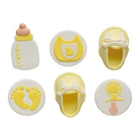 Figurines en sucre de bébé jaune - Decora - 6 unités