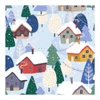 Boîte pour bonbons ou cupcakes avec paysage de Noël de 17,5 x 17,5 x 8,5 cm