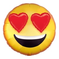 Ballon Émoticon avec Yeux en Coeur 3D de 71 x 71 cm - Anagram