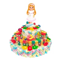 Gâteau de bonbons pour communion de fillette blonde de 850 gr