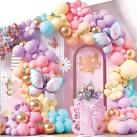 Kit de ballons de fleurs et papillons pastels - 100 pièces