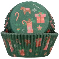 Capsules pour cupcakes avec décorations de Noël - 48 unités