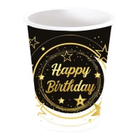 Gobelets étoilés d'anniversaire joyeux - 6 unités