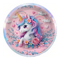 Assiettes Licorne Rose Charmante Ø 23 cm - Lot de 6