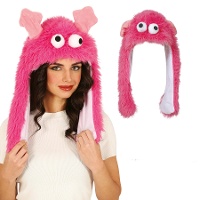 Bonnet monstre rose avec mouvement