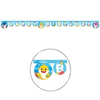 Guirlande de Baby Shark Papier de Joyeux Anniversaire - 2 m