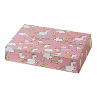 Boîte de 23,5 x 16 x 5 cm avec motif de licorne rose